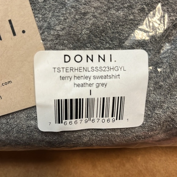 DONNI Terry Henley Sweatshirt Heather Grey - Picture 5 of 5